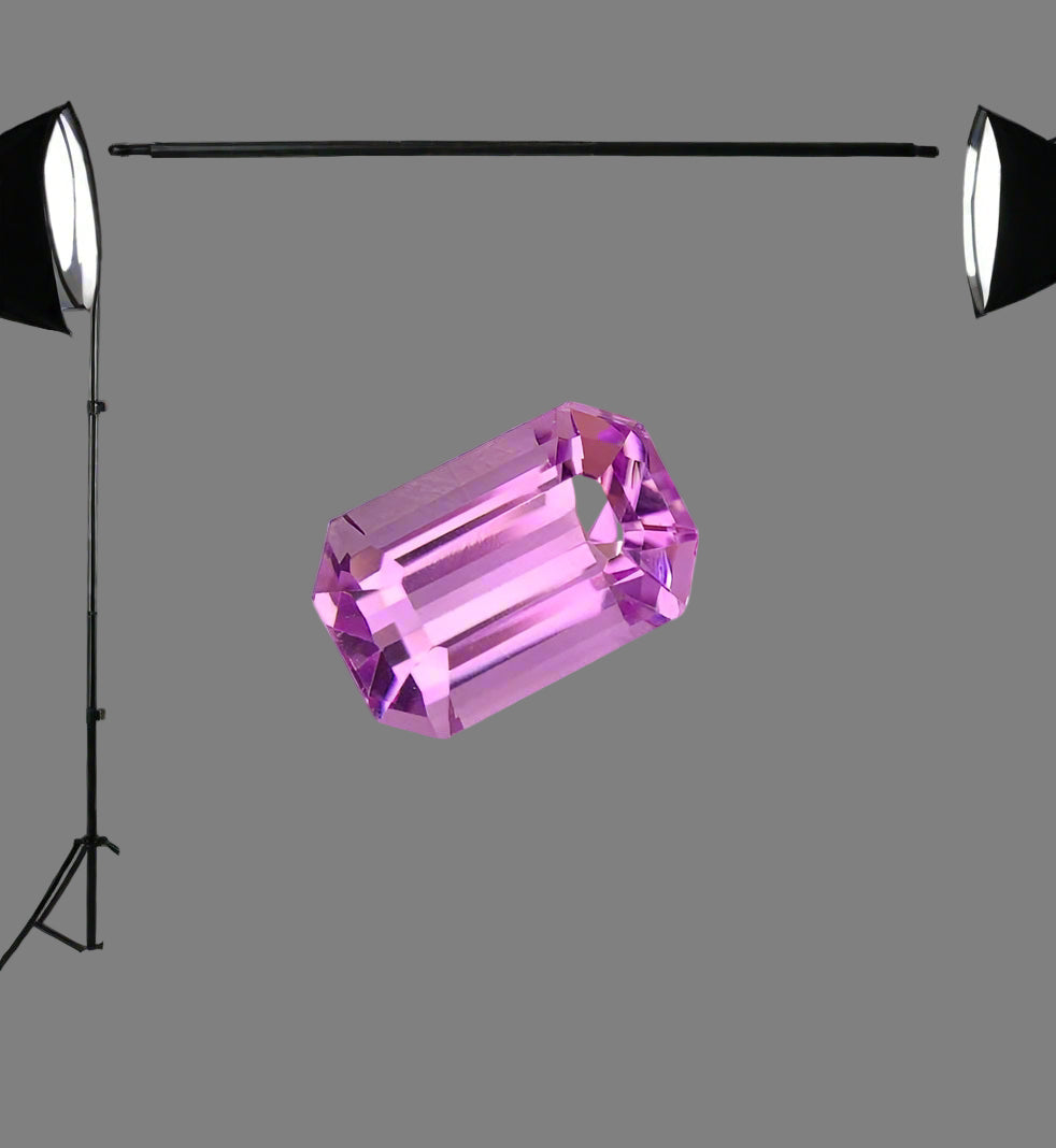 12 ct Emerald Cut Pink Kunzite Loose Gemstone