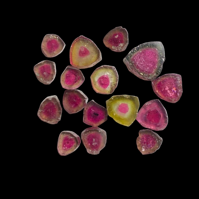 16 carats Natural Watermelon Tourmaline Slices Crystal Lot