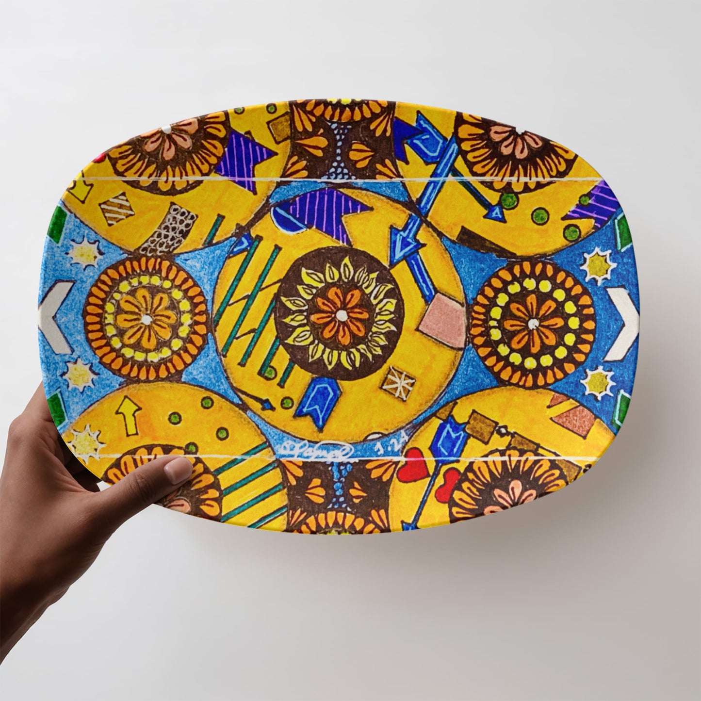 Flower Doodle 10"x14" Platter