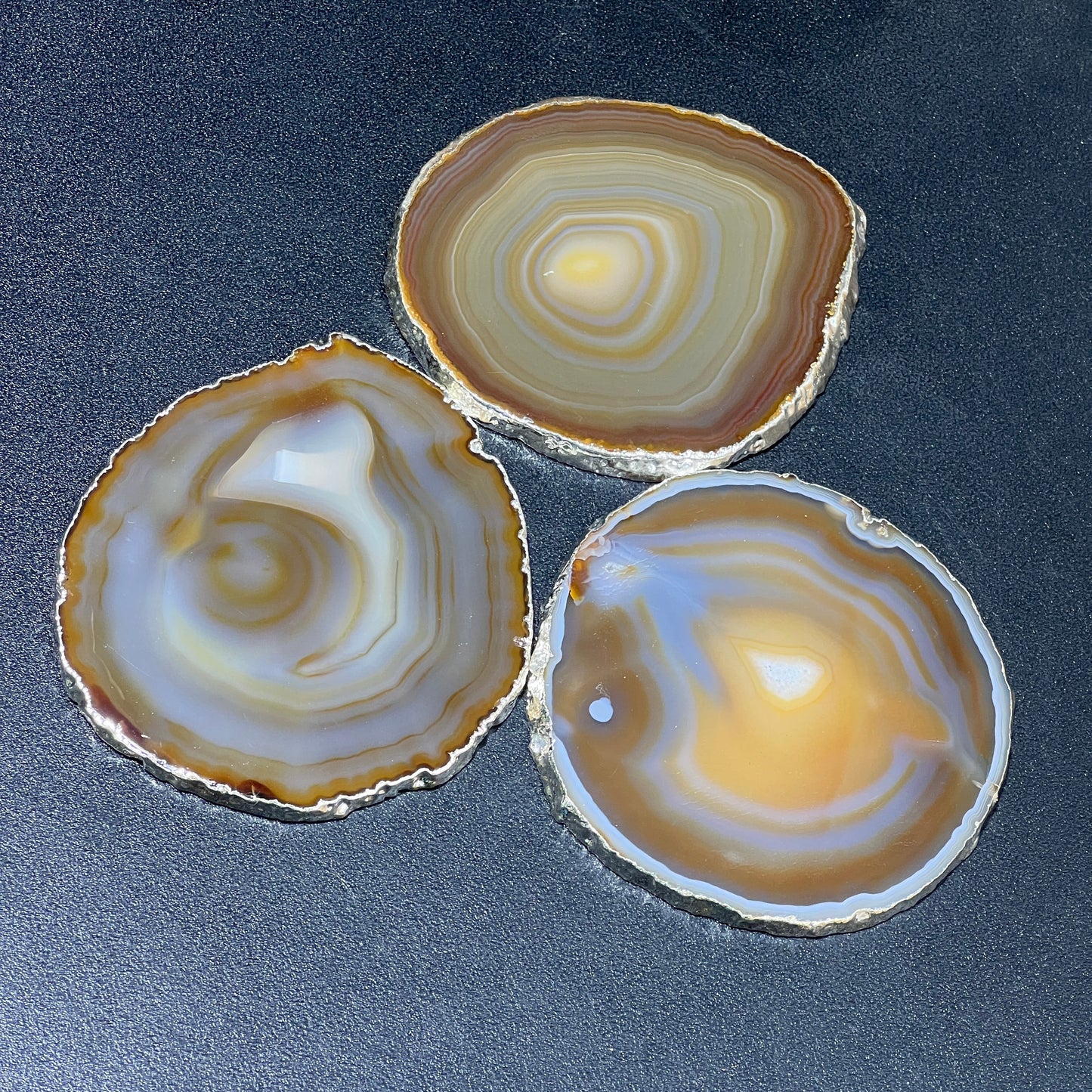 Agate Slice Coaster Silver Plated (4-5 Inches) Grade A Escort Place Cards