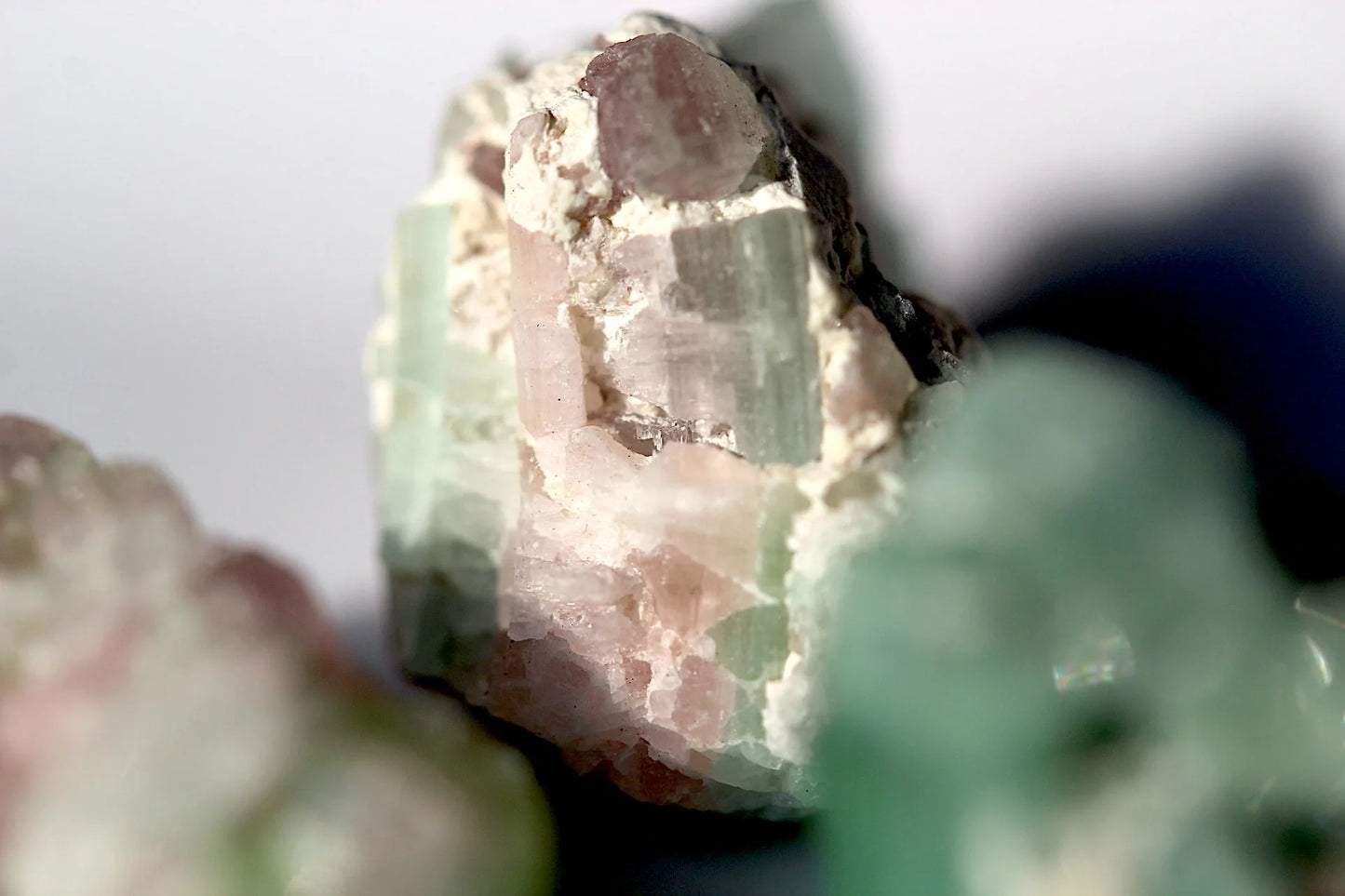 3 Pieces Miniature Blue Pink Tourmaline Crystal Mineral Specimens - Afghanistan