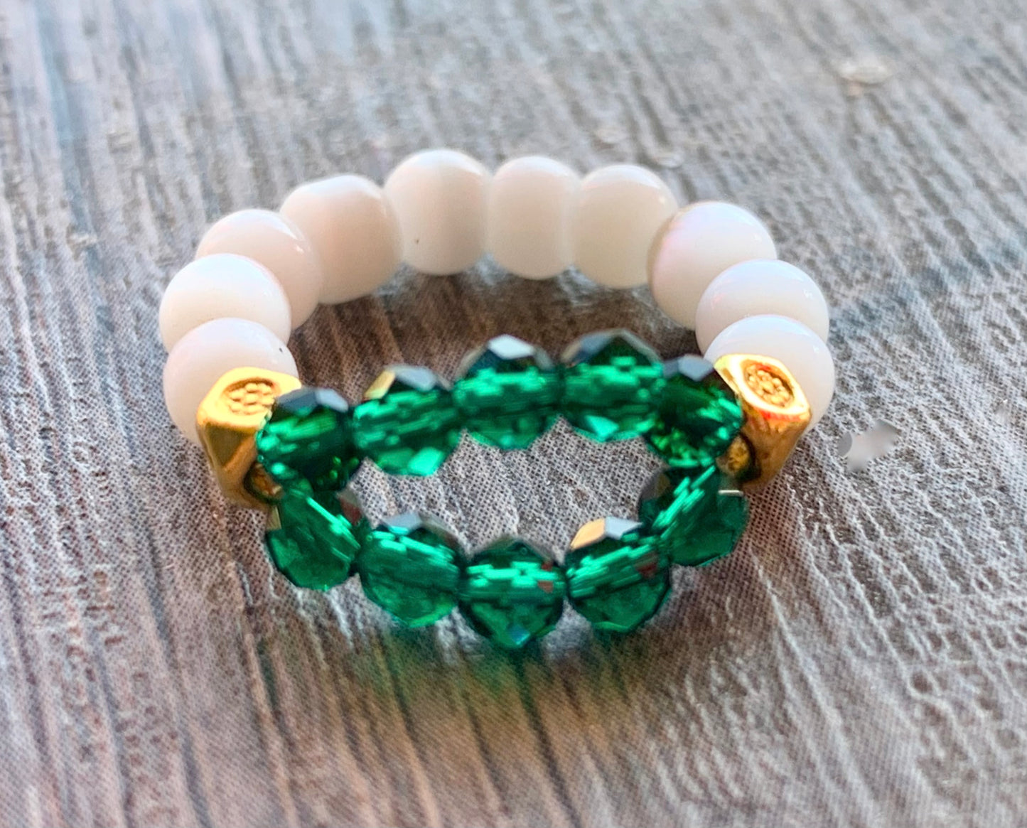 Emma Handmade Emerald and Cats Eye Expandable Ring