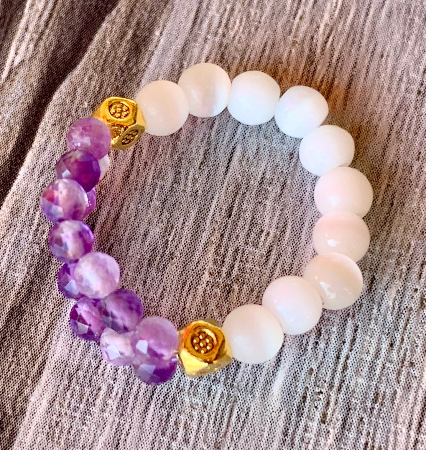 🔴SOLD🔴 Aliah Handmade Amethyst and Cats Eye Expandable Ring