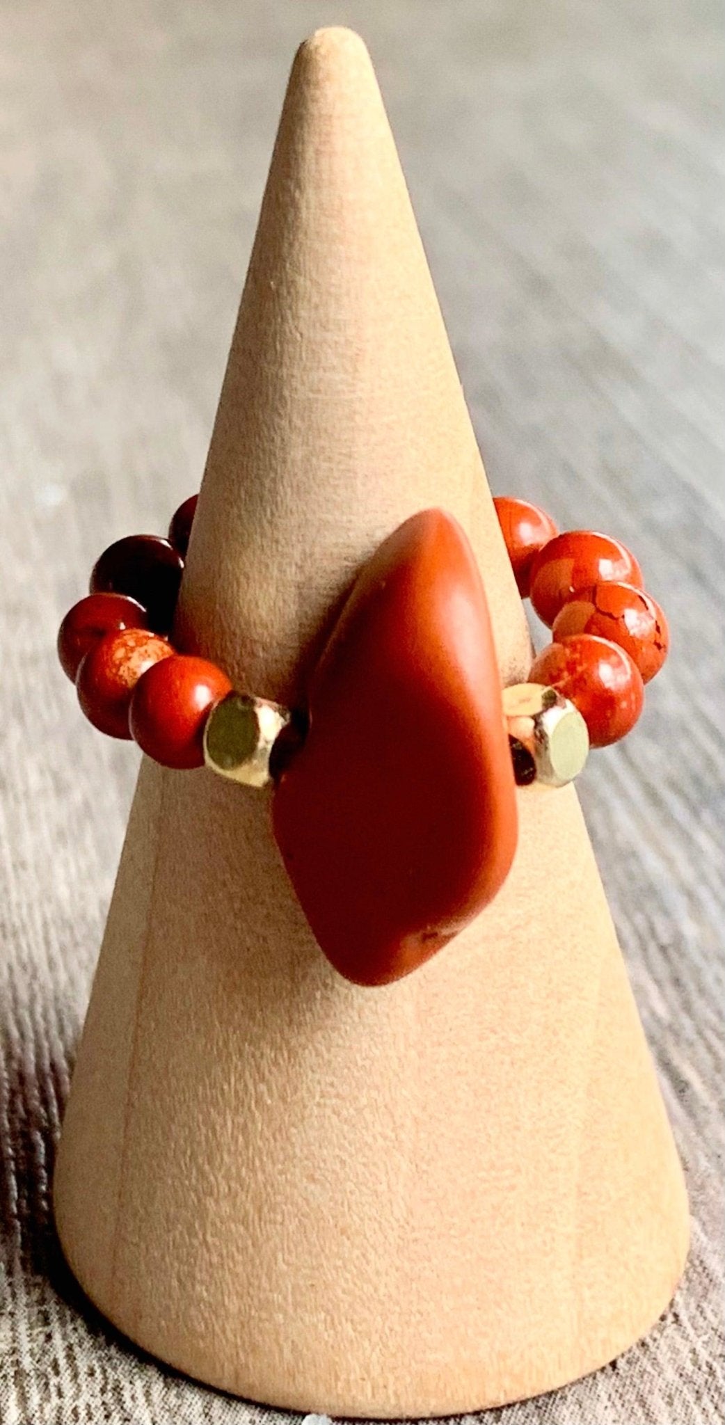 Adima Handmade Red Jasper Expandable Ring - Born Mystics