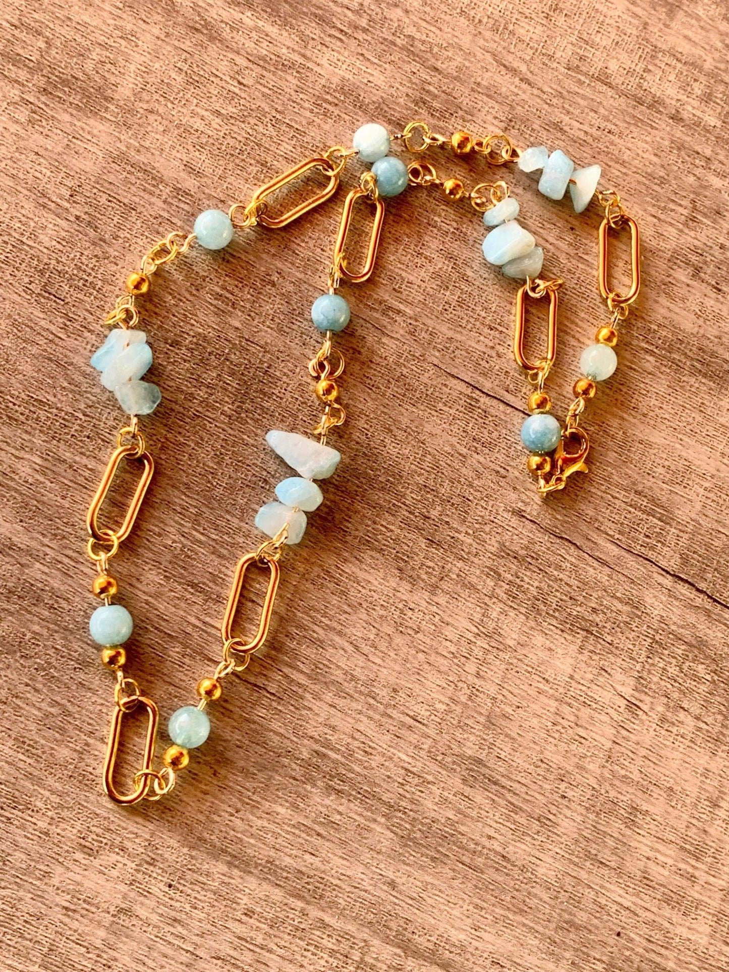 Cora Handmade Aquamarine Paperclip Necklace/ Choker - Born Mystics