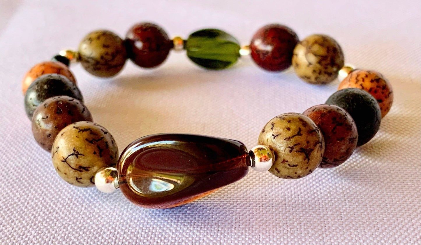 Josh Handmade Acrylic and Glass Beaded Expandable 6" Bracelet with Silver spacer beads for Kids 4-8 Years Old - Born Mystics