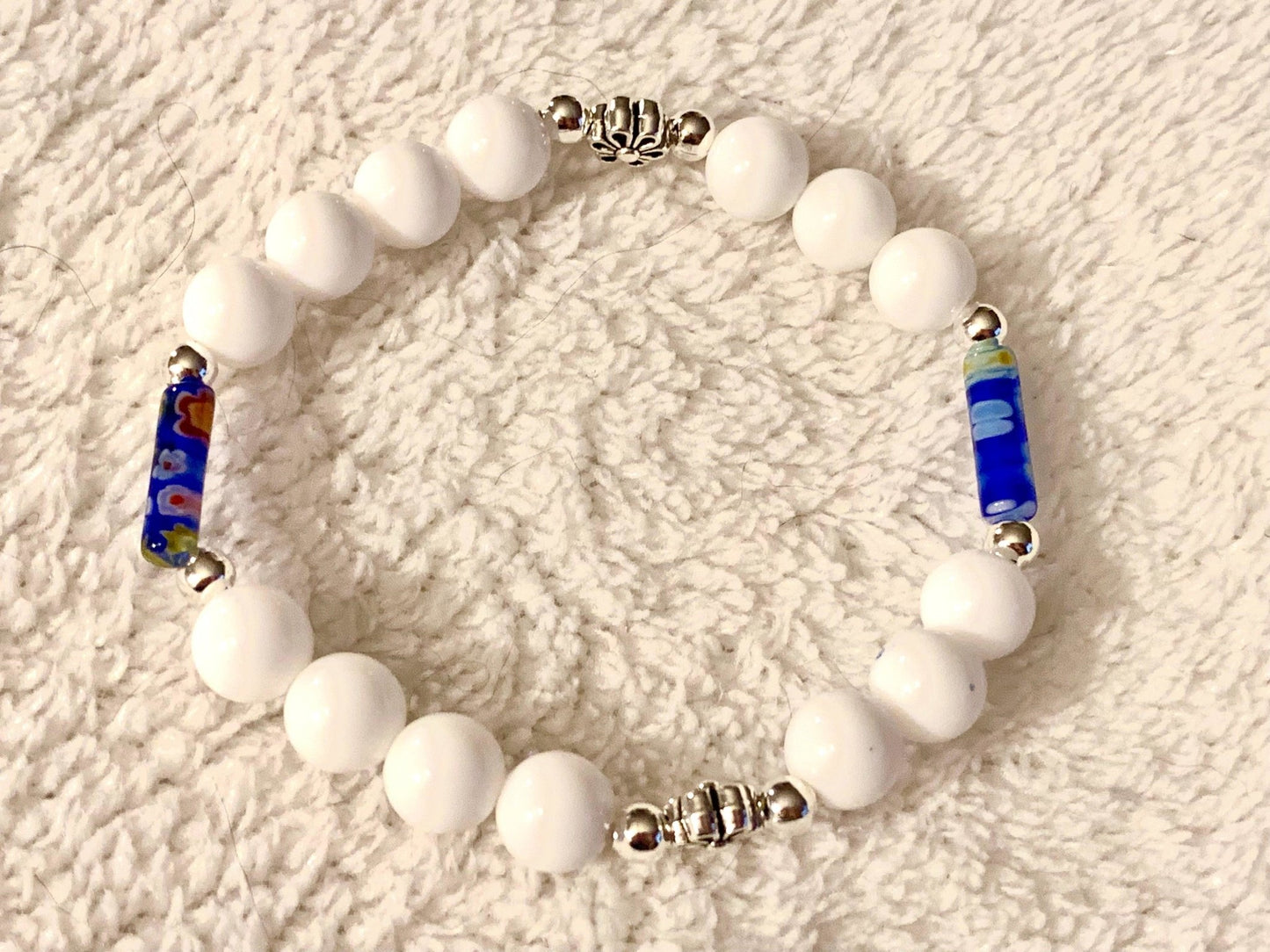 June Handmade Acrylic and Millefiori Glass Beaded Expandable 6" Bracelet - Born Mystics