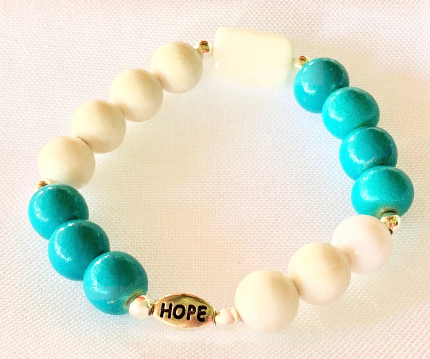 Lucy Handmade Acrylic and Wood Beaded Expandable 6" Bracelet with Silver spacer beads for Kids 4-8 Years Old - Born Mystics