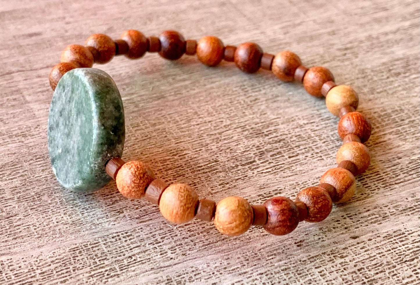 Riley Handmade Green Italian Marble and Wood Expandable Bracelet - Born Mystics