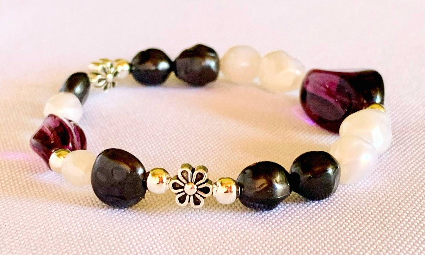 Sabrina Handmade Acrylic and Glass Beaded Expandable 6" Bracelet for Kids 4-8 Years Old - Born Mystics