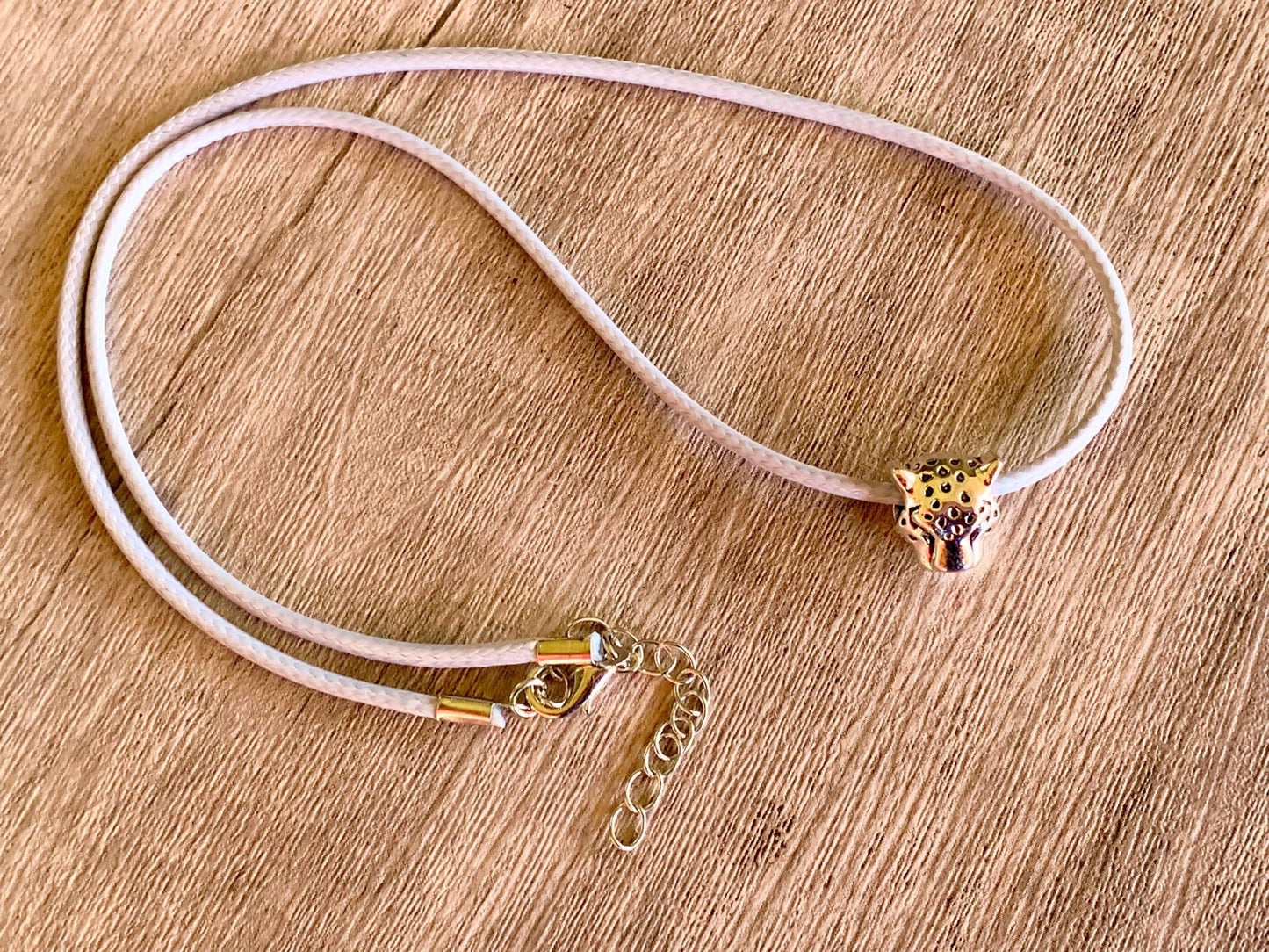 Unisex Handmade Leopard on Faux Leather Cord Necklace - Born Mystics