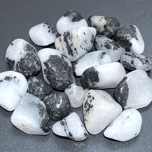 White Quartz With Tourmaline Tumbled Stones (By The Piece Or Pound) Wholesale