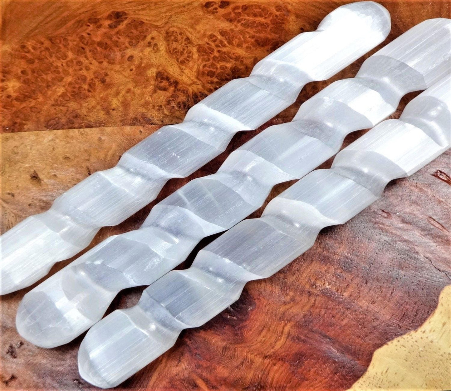 Selenite Crystal Spiral Wand (5-6 Inches) Gemstone Decor Carving Supply