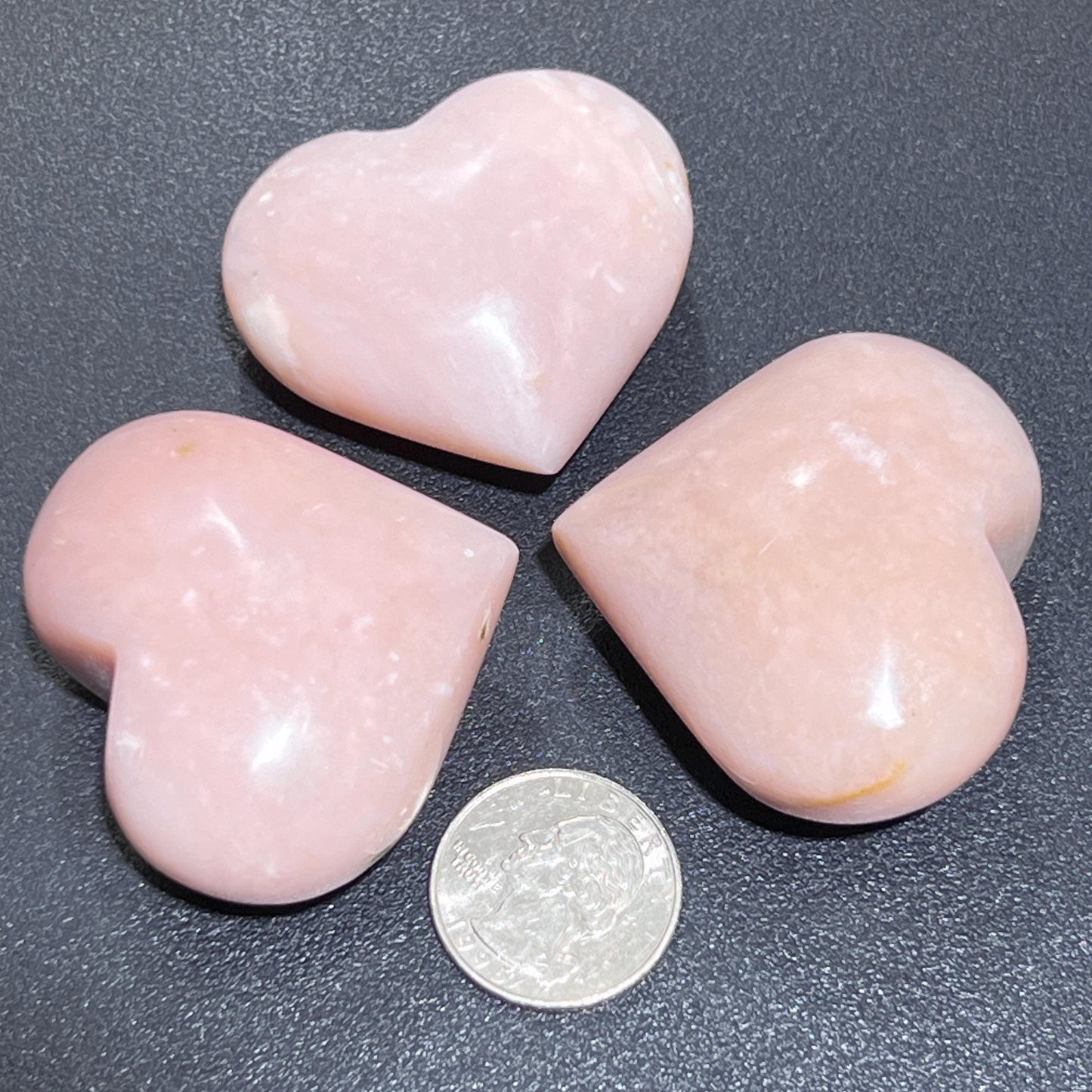 Pink Opal Puffy Heart Polished Crystal Carving Gemstones Decor