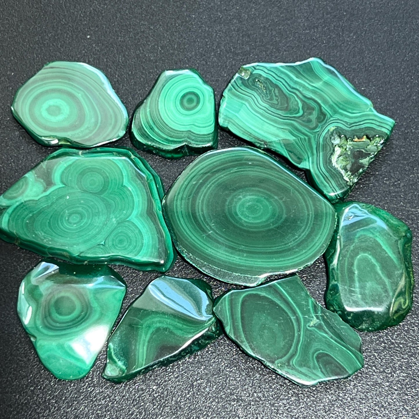 Malachite Slices (1-3 Inches) Polished Freeform Cabochons Gemstone Decor