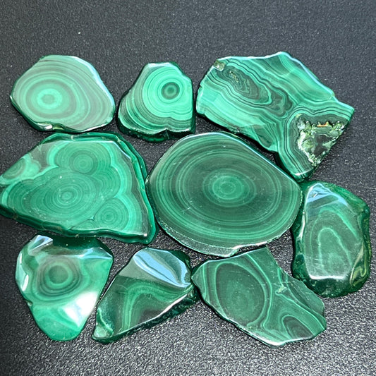 Malachite Slices (1-3 Inches) Polished Freeform Cabochons Gemstone Decor