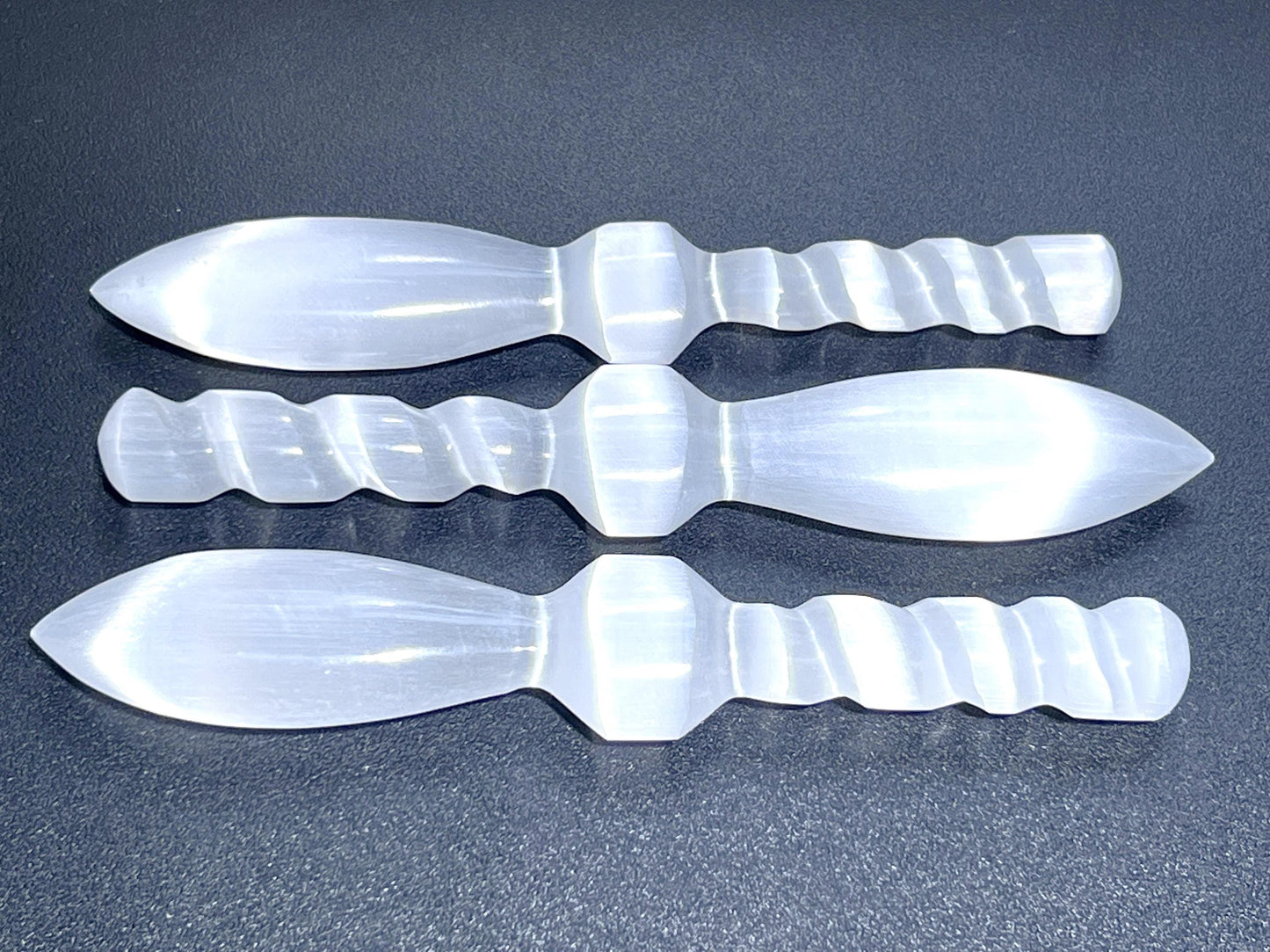 Selenite Crystal Decorative Sword Knife Spiral Point Wand (7-8 Inches) Wholesale Carving