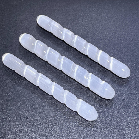 Selenite Crystal Spiral Wand (5-6 Inches) Gemstone Decor Carving Supply