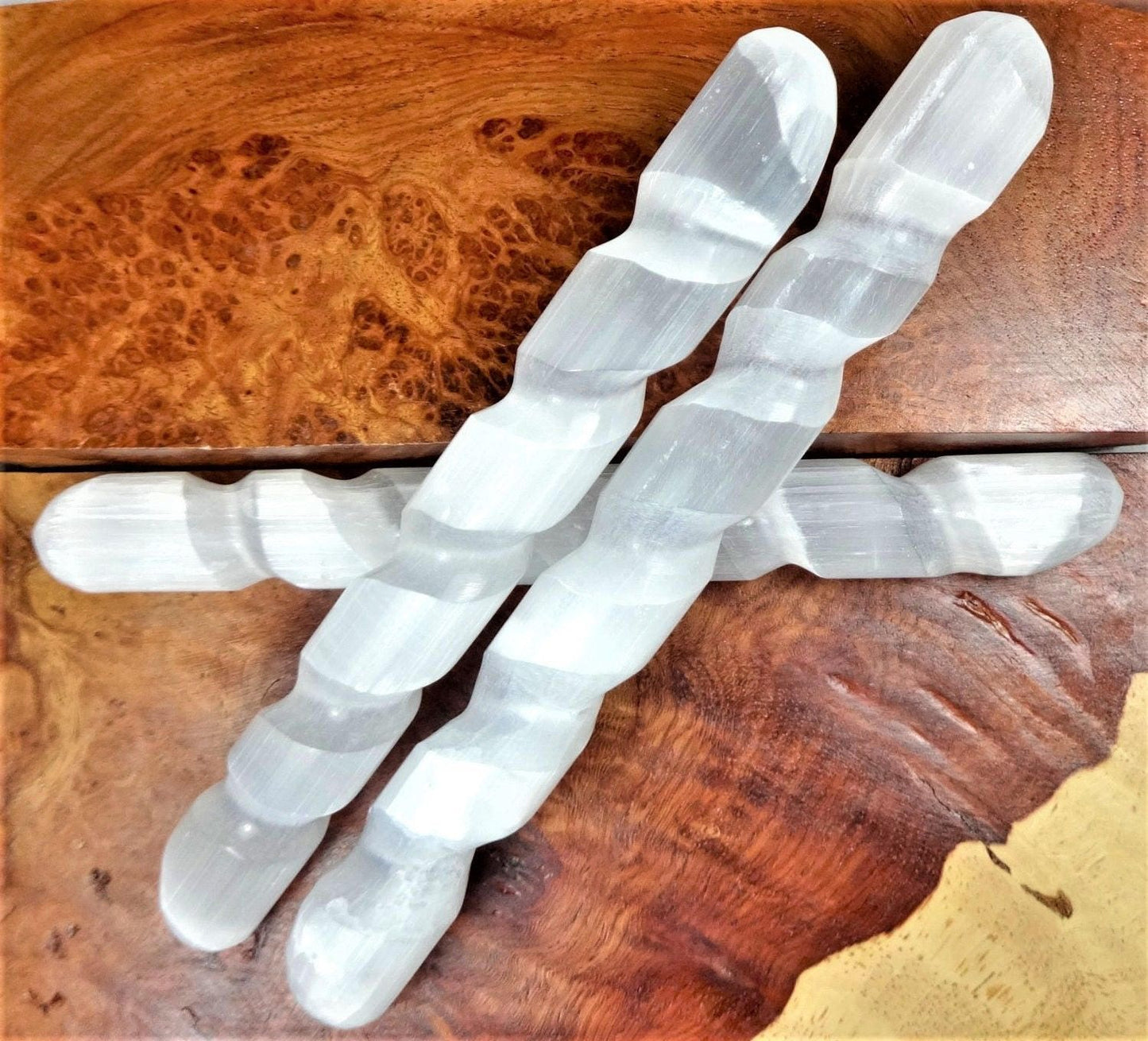 Selenite Crystal Spiral Wand (5-6 Inches) Gemstone Decor Carving Supply
