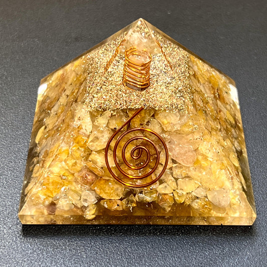 Golden Yellow Quartz Crystal Resin Pyramid Gemstone Decor Carving Wholesale