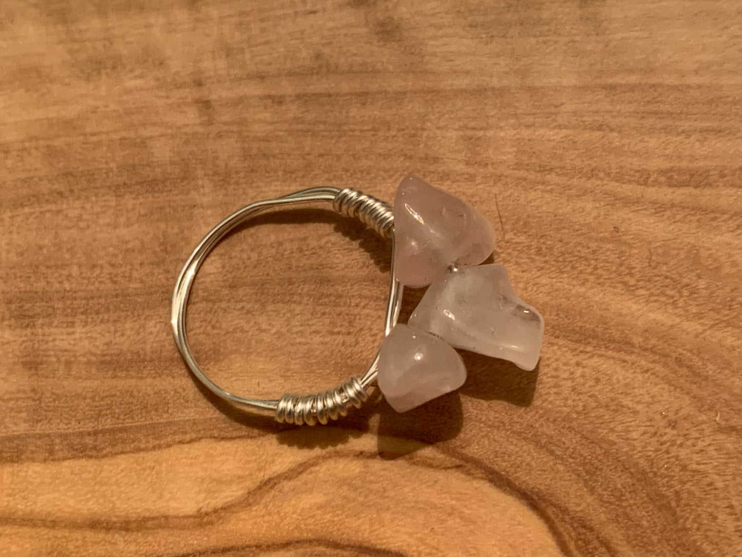 Ahava Handmade Wire Wrapped Rose Quartz Ring Size 6