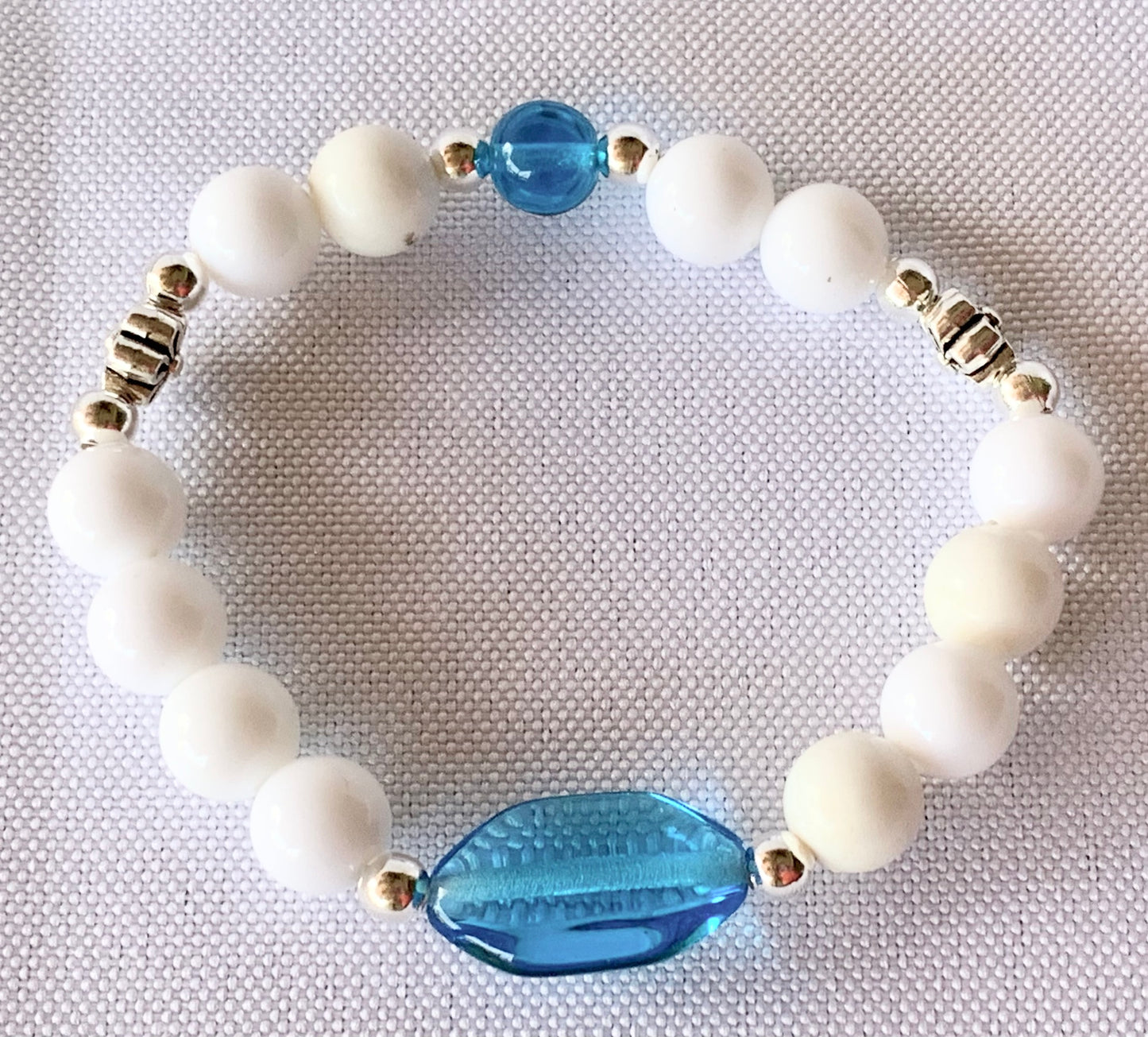 Alicia Handmade Acrylic and Glass Beaded Expandable 6" Bracelet with Silver spacer beads for Kids 4-8 Years Old
