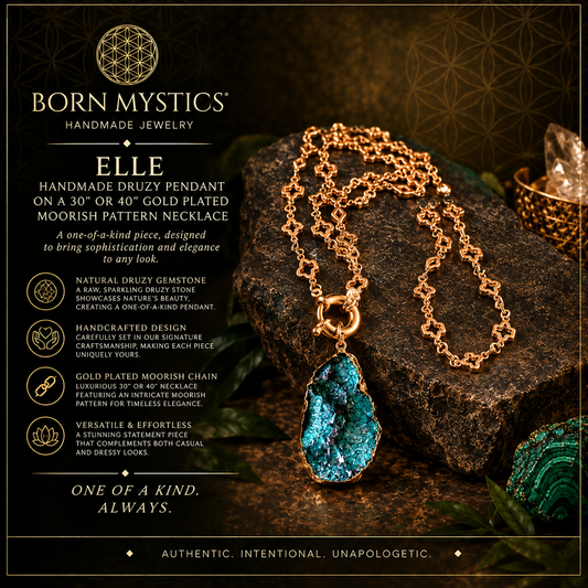 Elle Druzy Pendant Necklace | Gold-Plated Moorish Chain