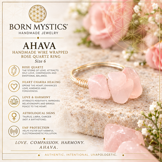 Ahava Handmade Wire Wrapped Rose Quartz Ring Size 6