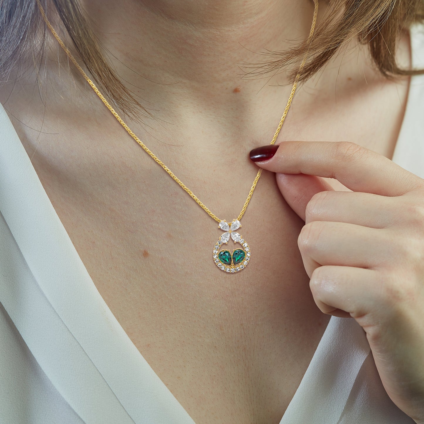 Emerald Heart Pendant Necklace