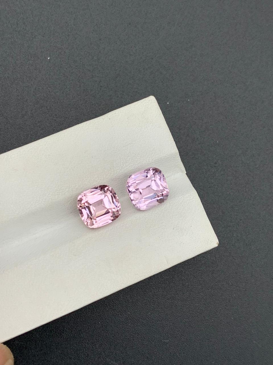 9  Carat Pair Cushion Cut Pink Kunzite Gemstones