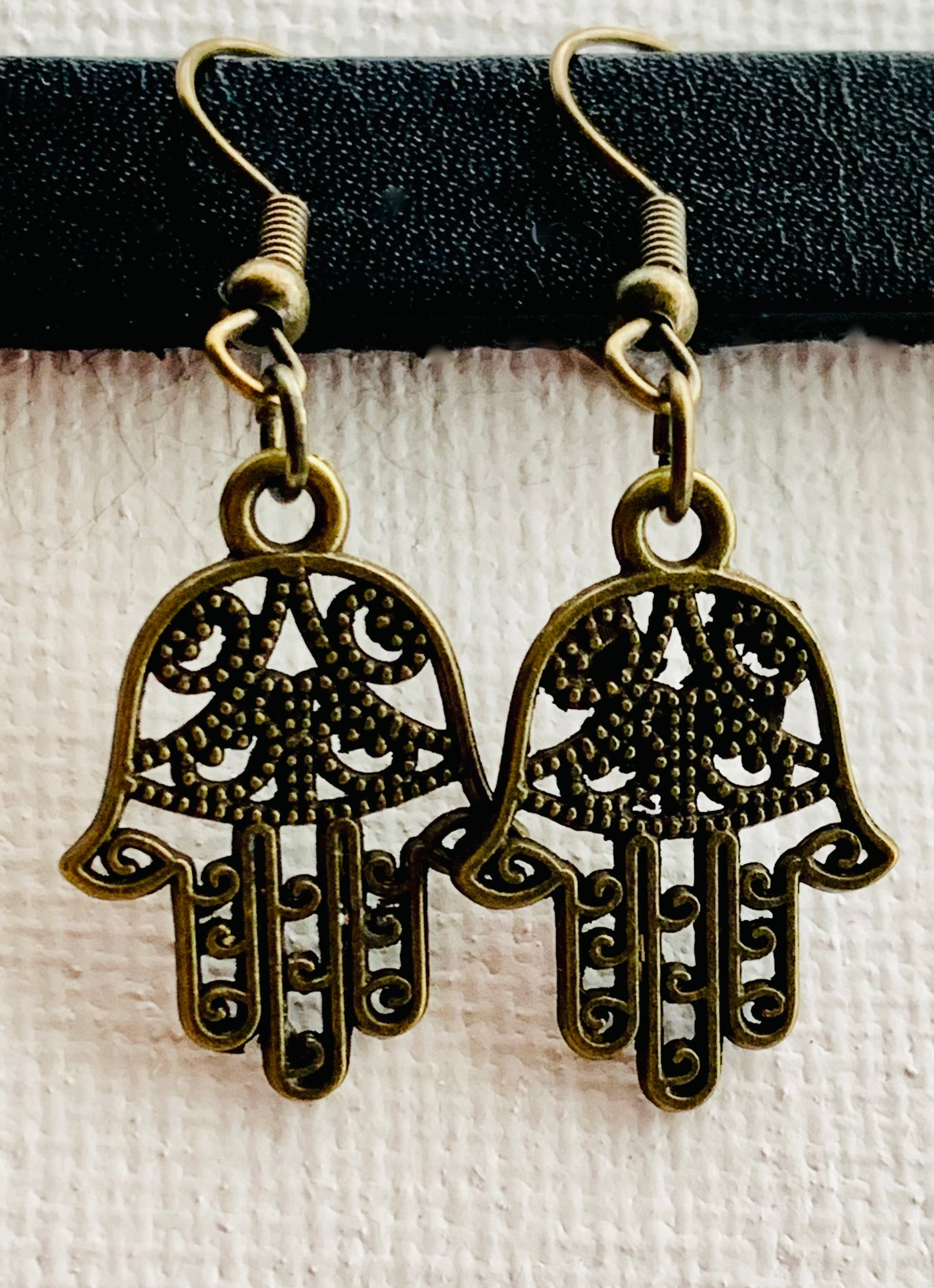 Hamsa Handmade Antique Gold Earrings