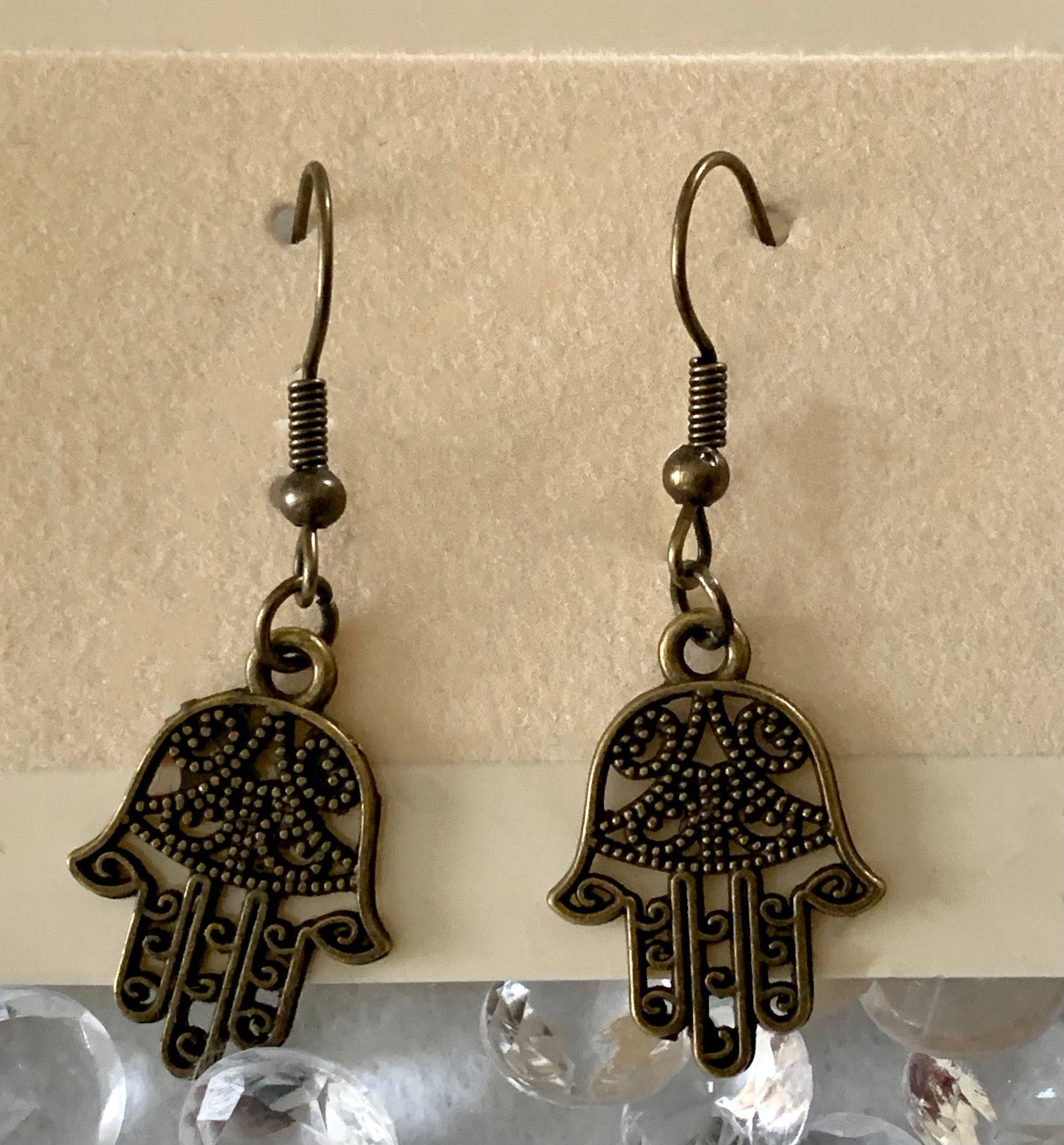 Hamsa Handmade Antique Gold Earrings