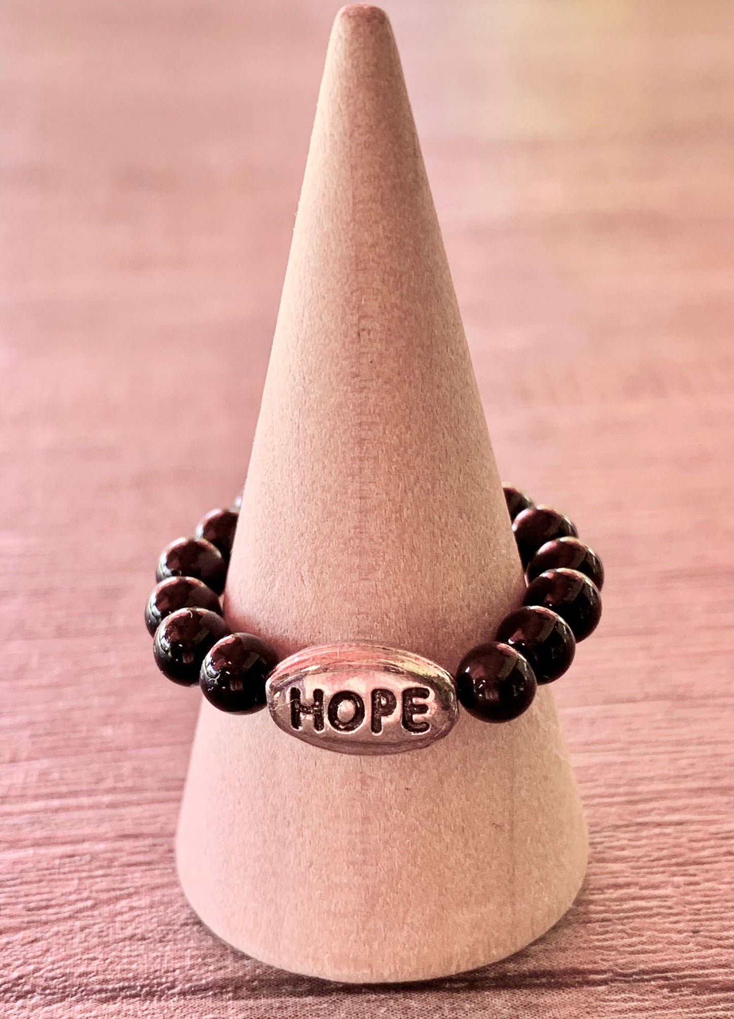 Hope Handmade Expandable Rings in Tourmaline, Obsidian, Cats Eye, and Wood