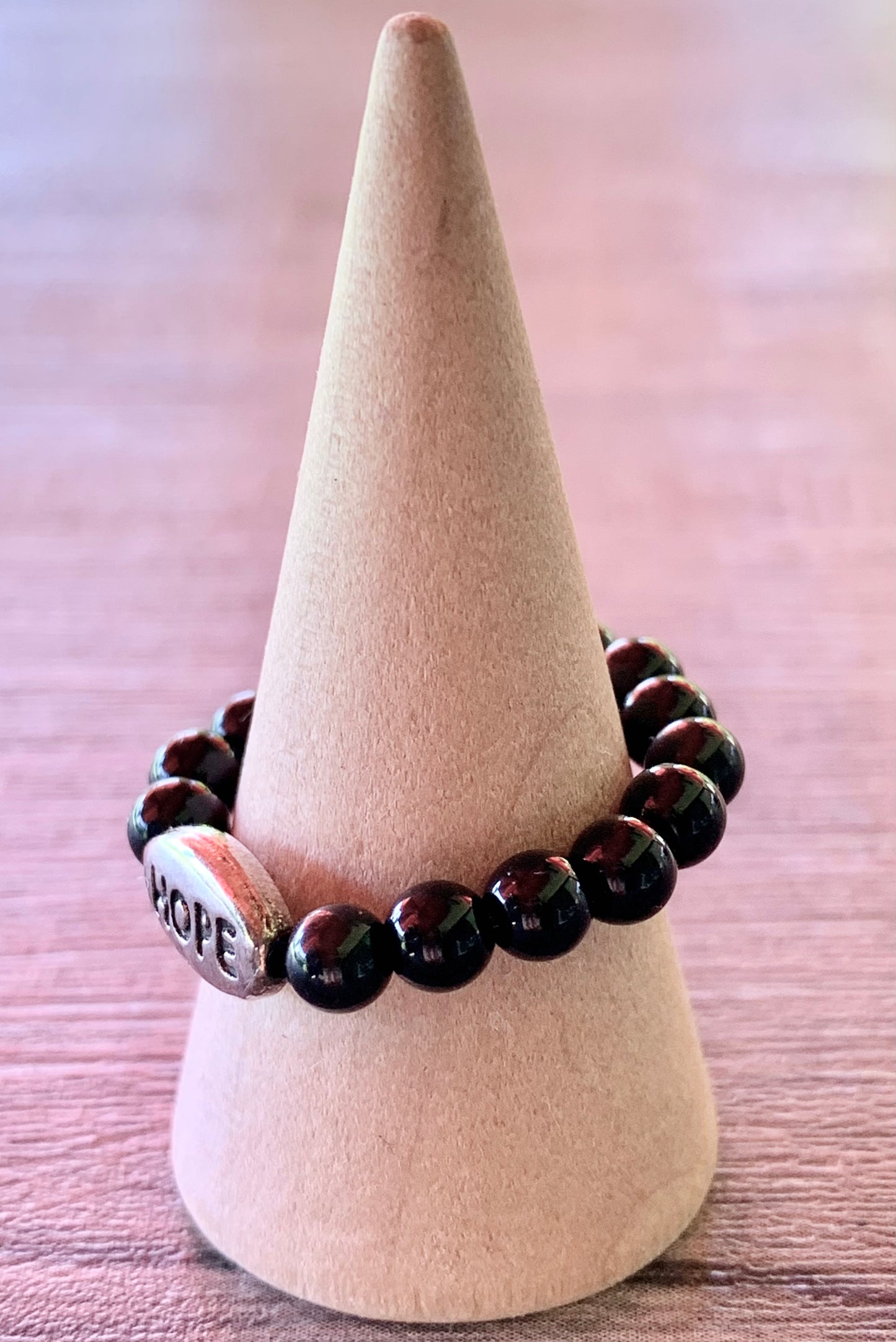 Hope Handmade Expandable Rings in Tourmaline, Obsidian, Cats Eye, and Wood