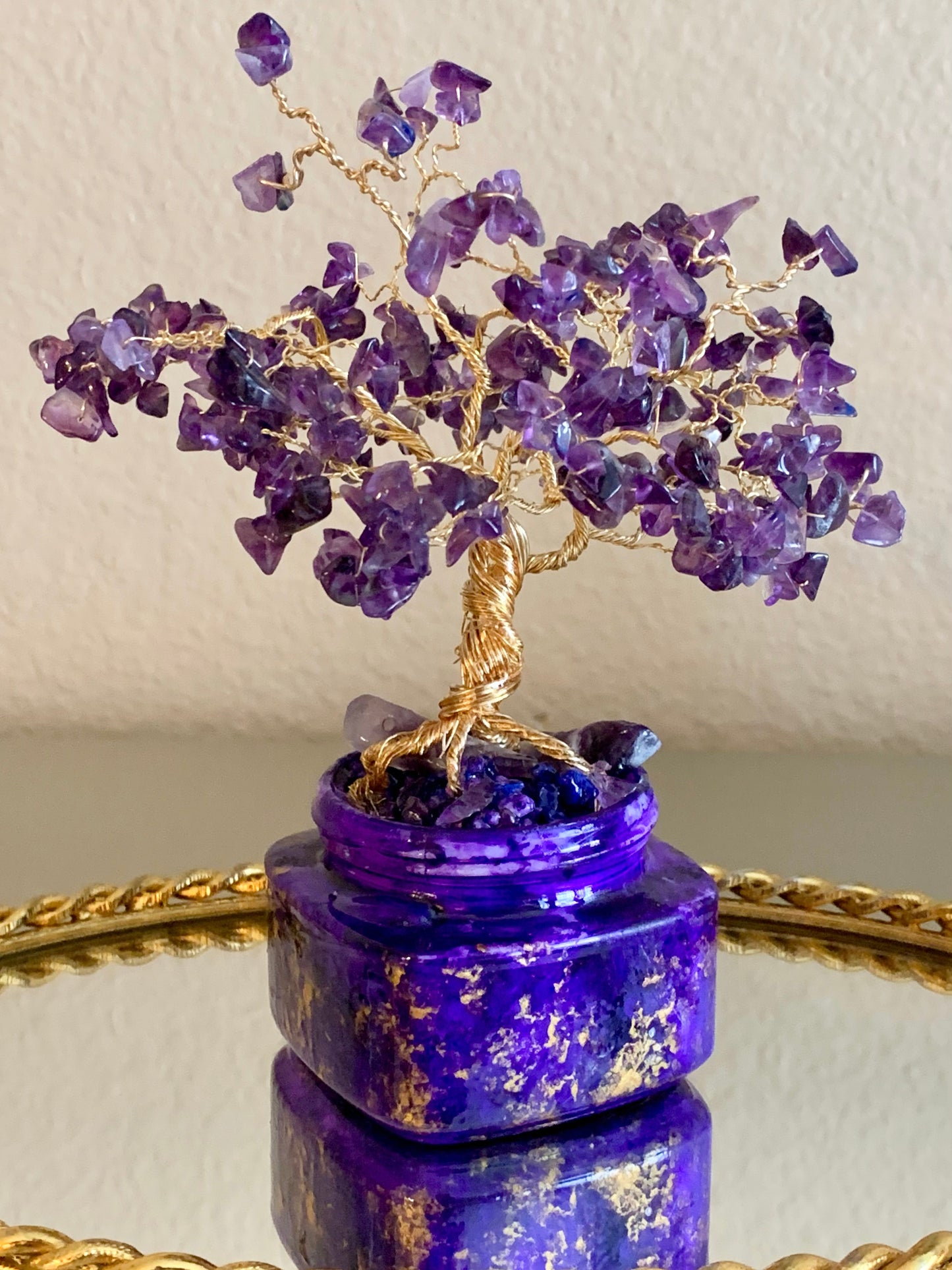Handmade Grade A+ Dark Purple Amethyst 7" Gemstone Tree Sculpture