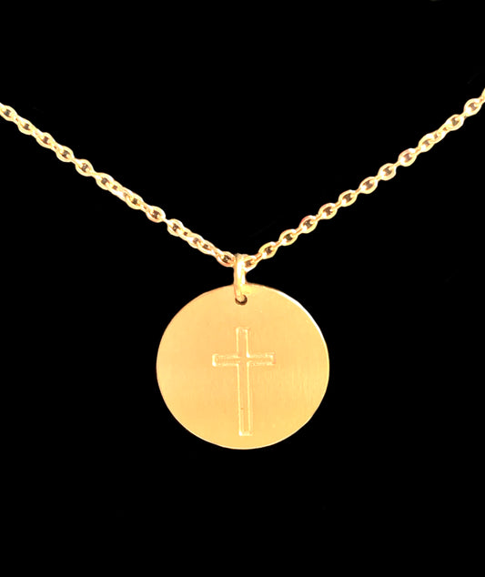 Faith Coin Pendant with Engraved Cross