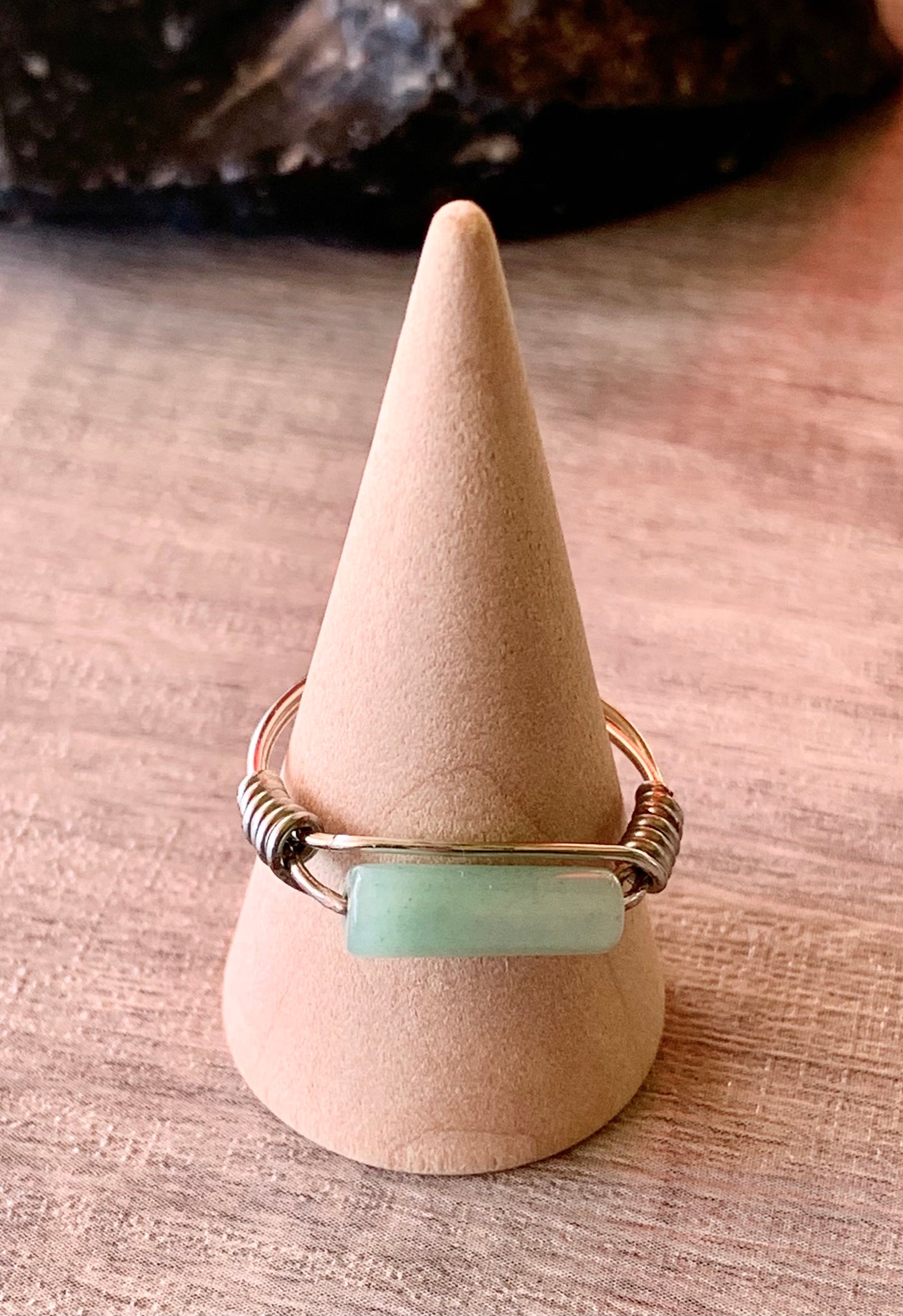 Jade Handmade Jade Wire Wrapped Ring Size 7.5
