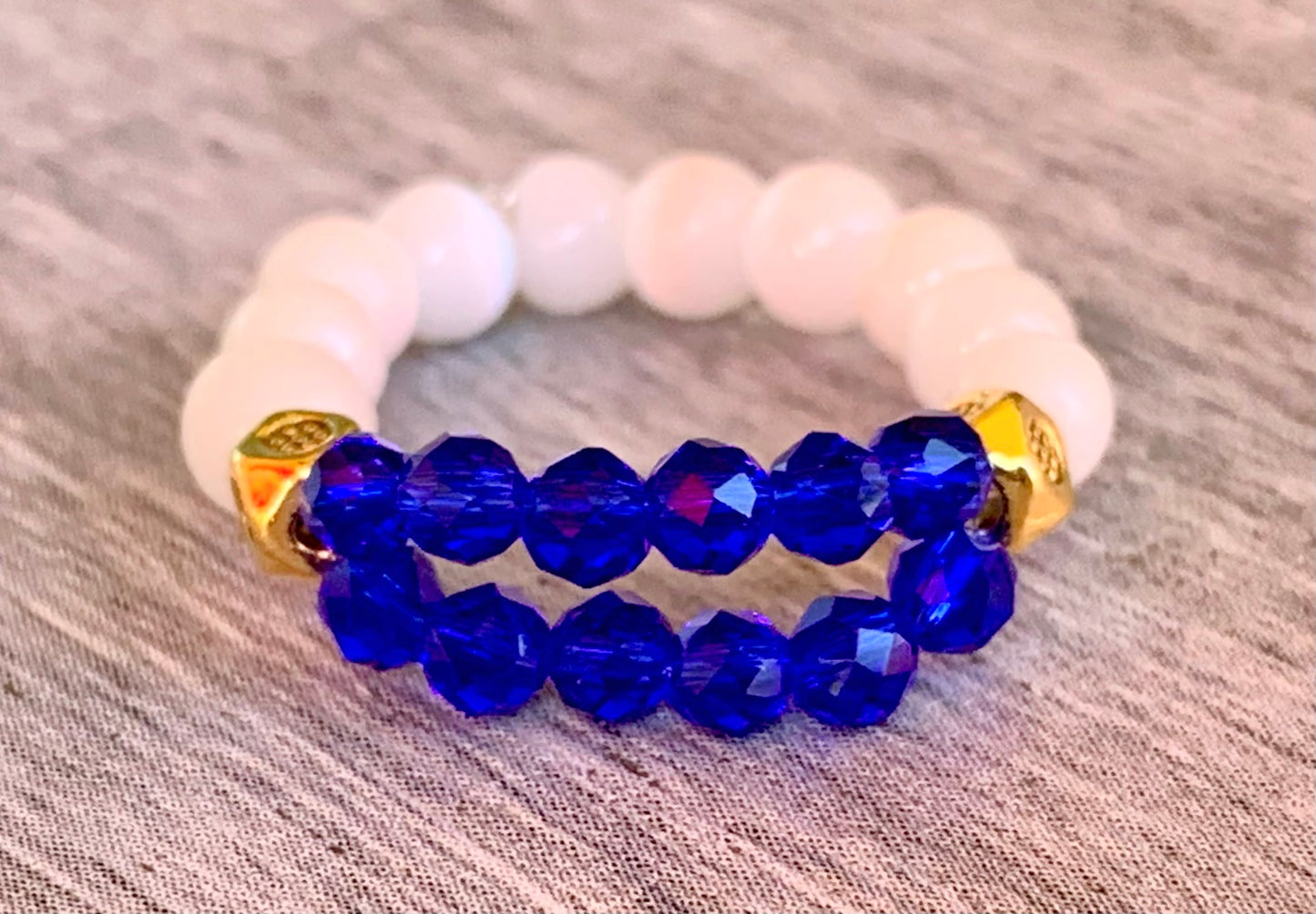 Olga Handmade Blue Sapphire and Moonstone Expandable Ring
