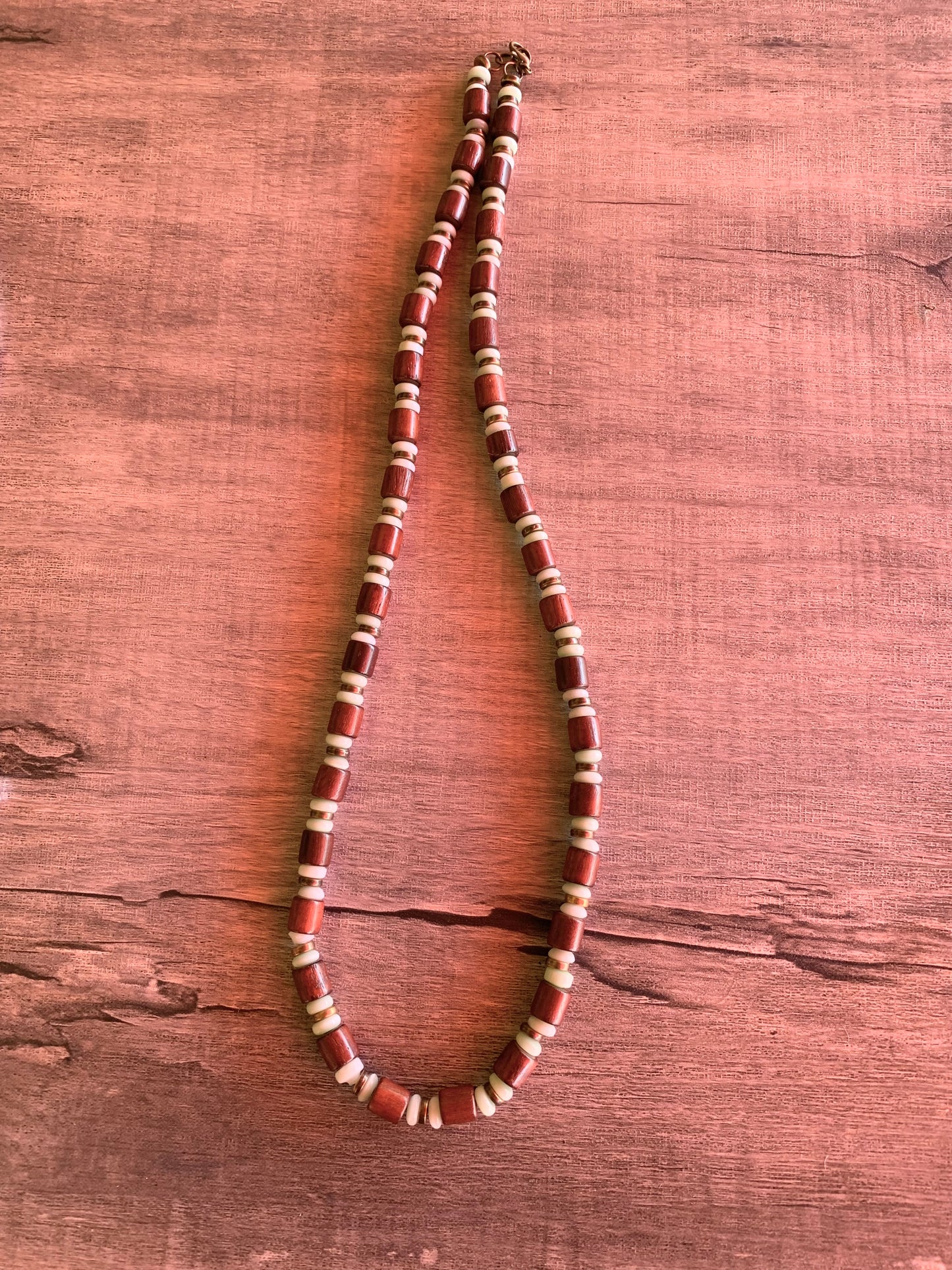 🔴SOLD🔴 Cameron Handmade Cats Eye, and Wood 25" Necklace