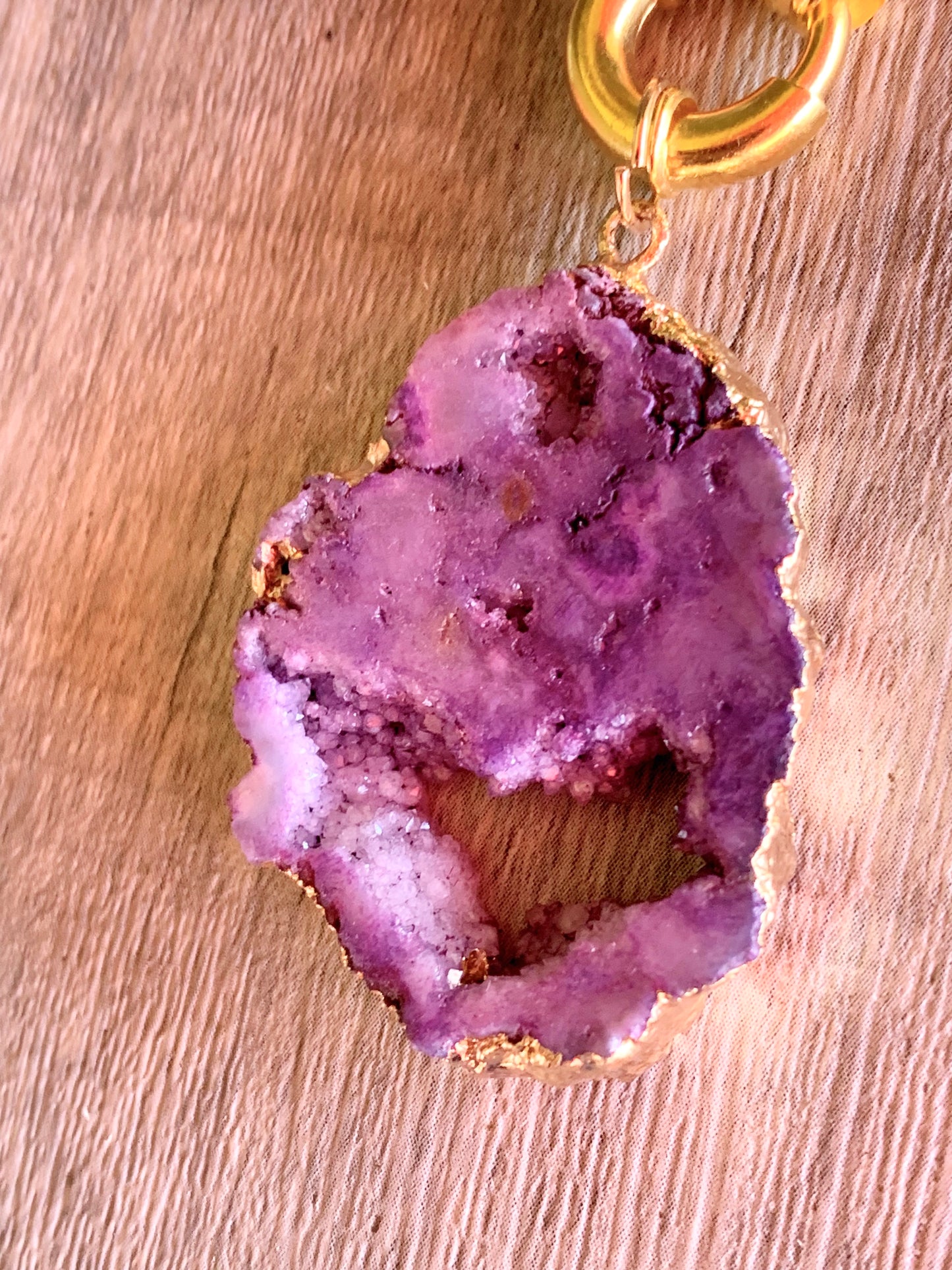 🔴SOLD🔴Violet Handmade Druzy On a 30" or 40" Gold Plated Flower Necklace