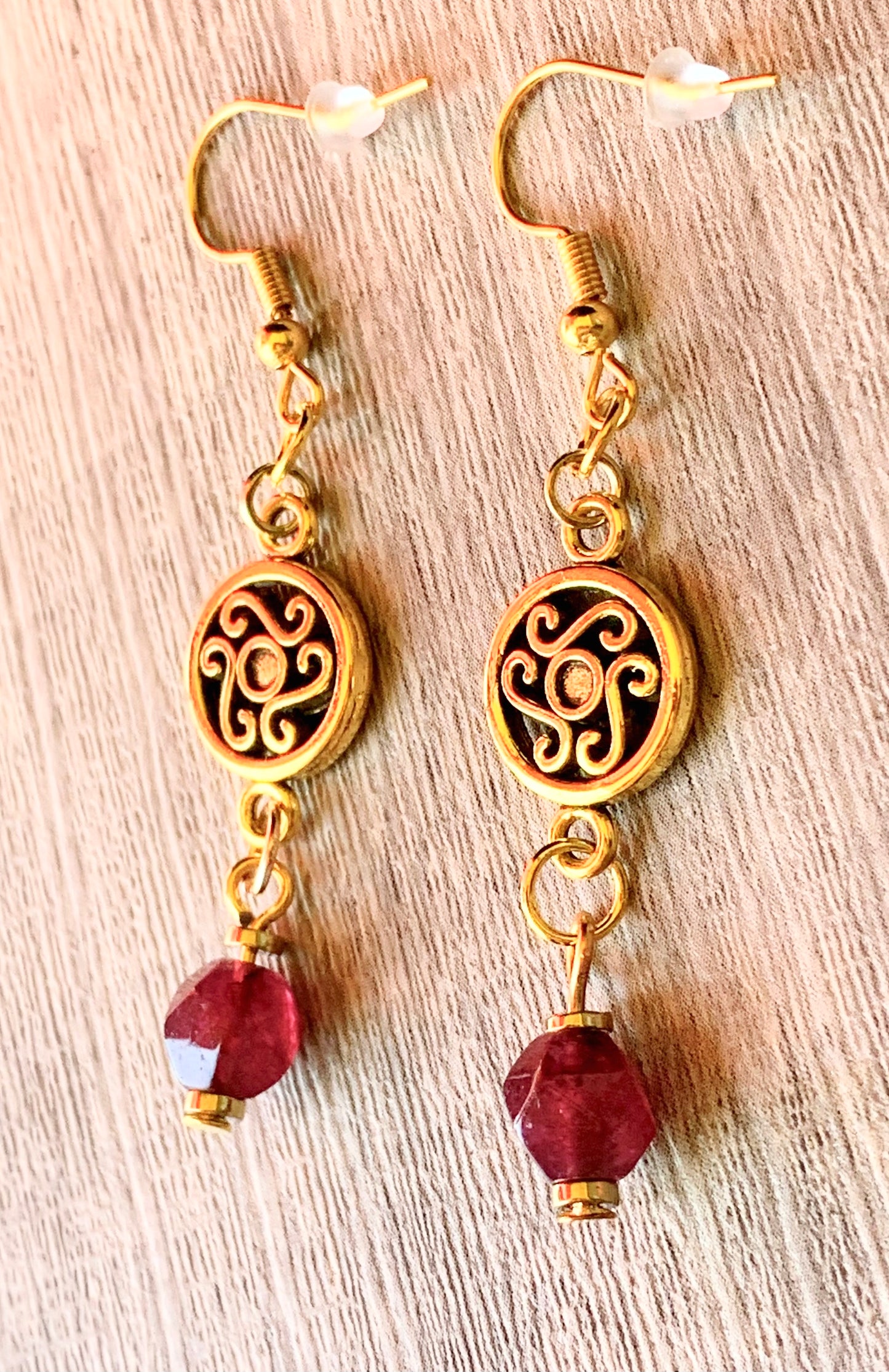 Nicole Handmade Red Chalcedony Dangle Earrings