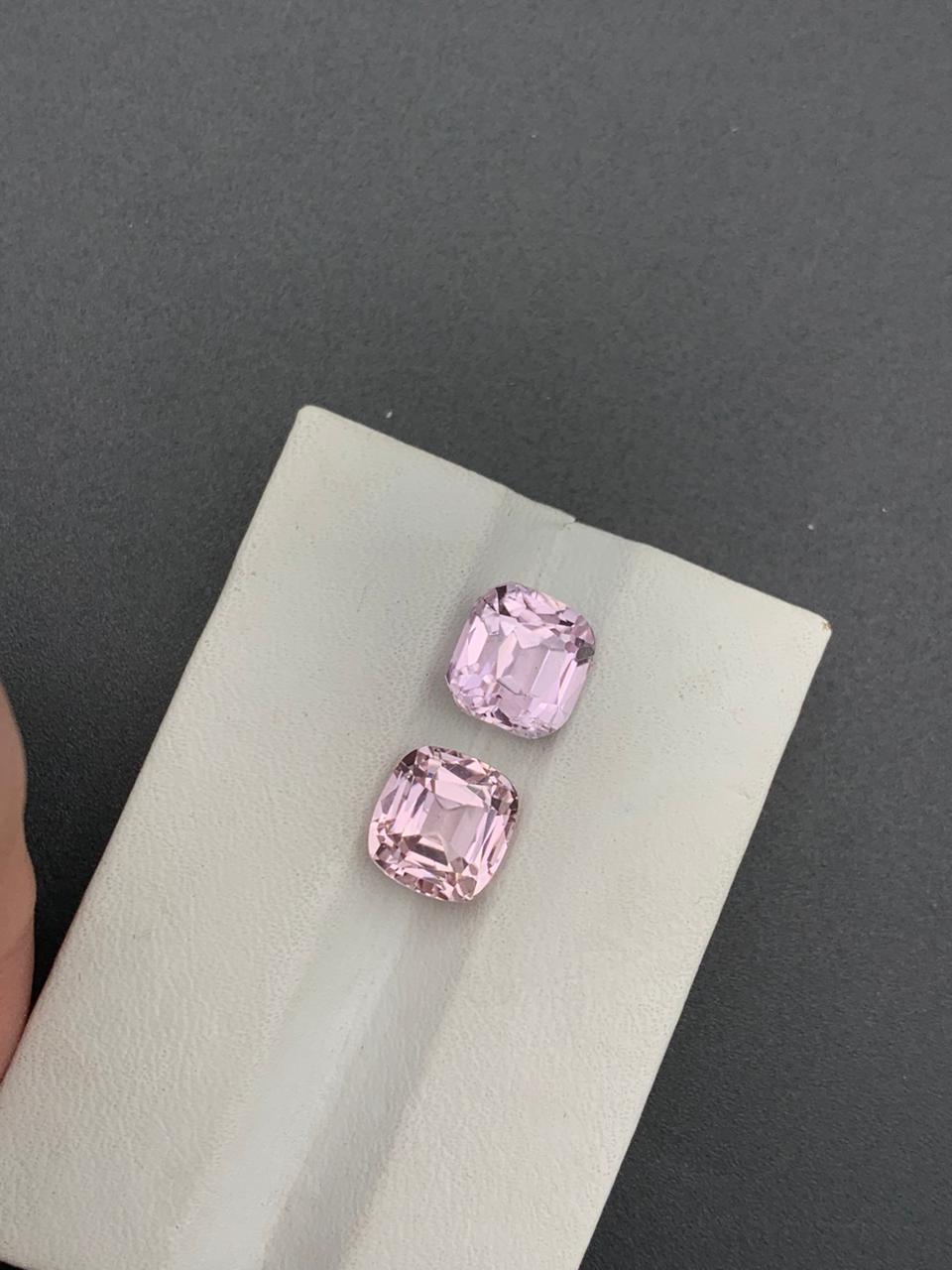 9  Carat Pair Cushion Cut Pink Kunzite Gemstones