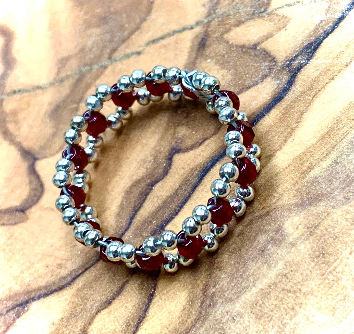Sandee Handmade Seed Bead Wire Wrapped Ring Size 8