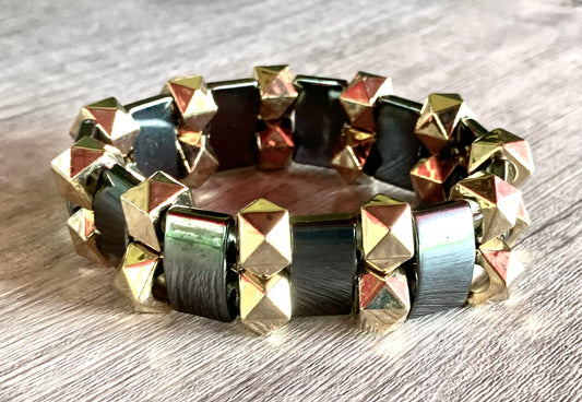 Spikey Handmade Hematite Expandable Bracelet
