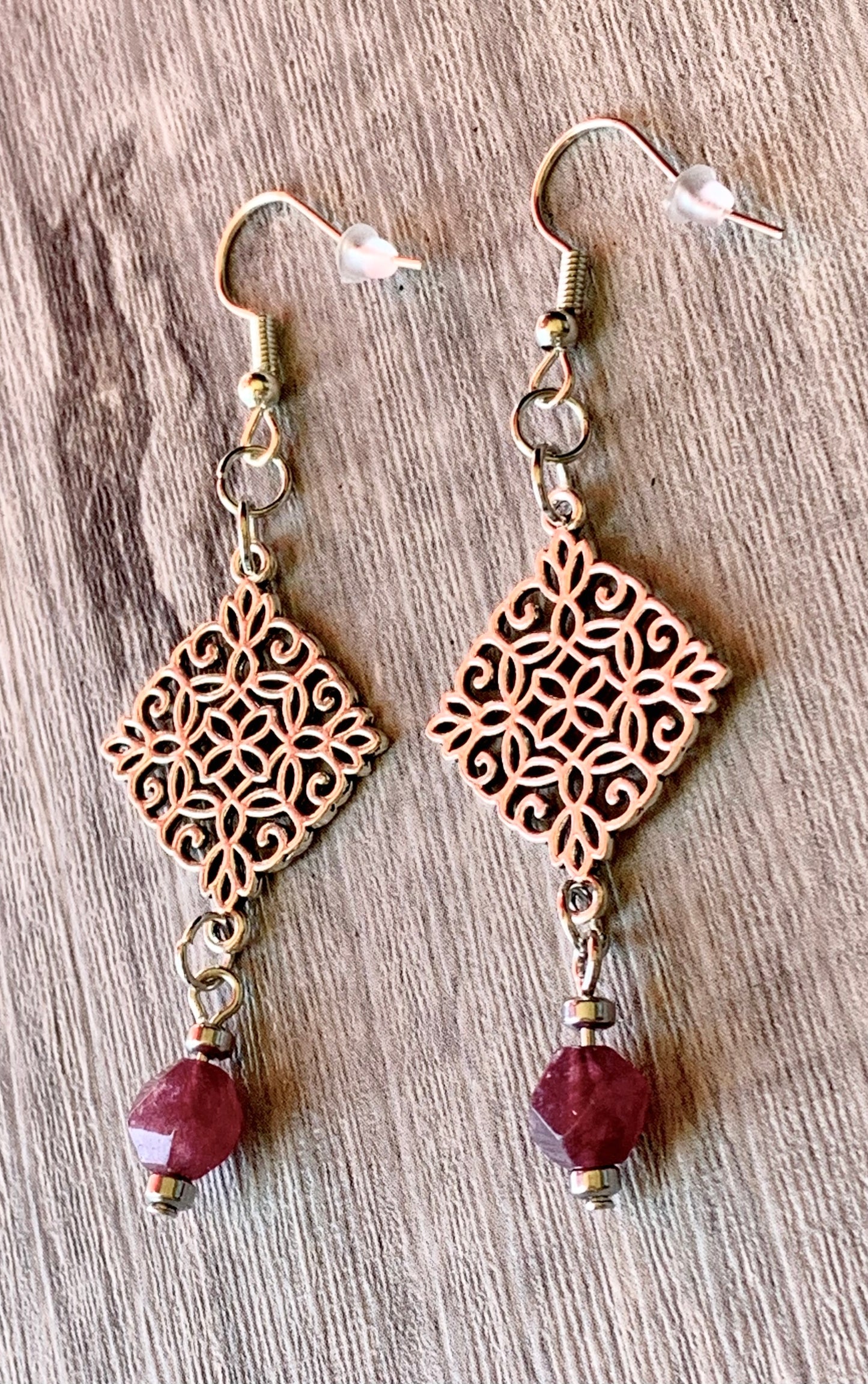 Tanya Handmade Red Chalcedony Dangle Earrings