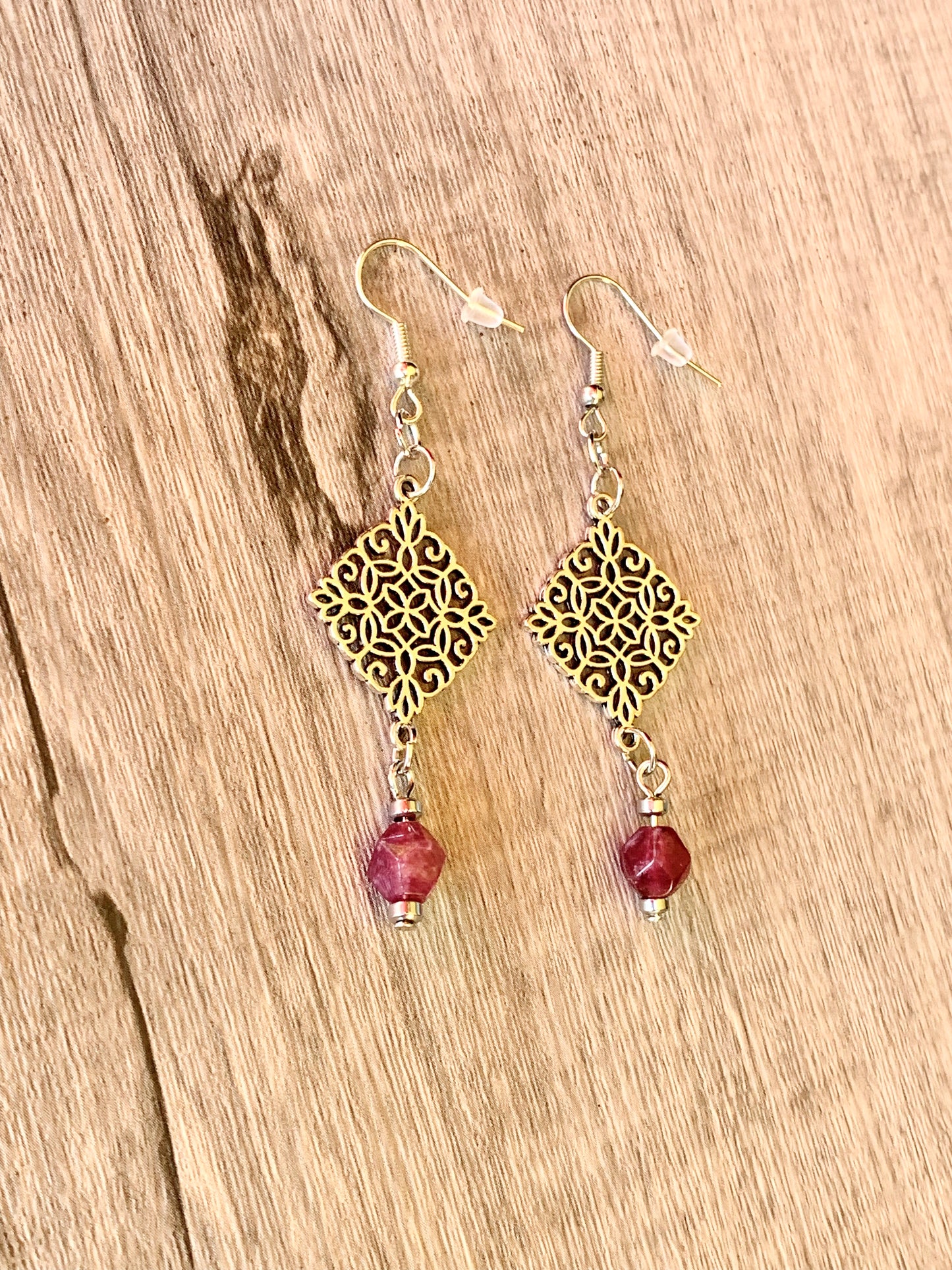 Tanya Handmade Red Chalcedony Dangle Earrings