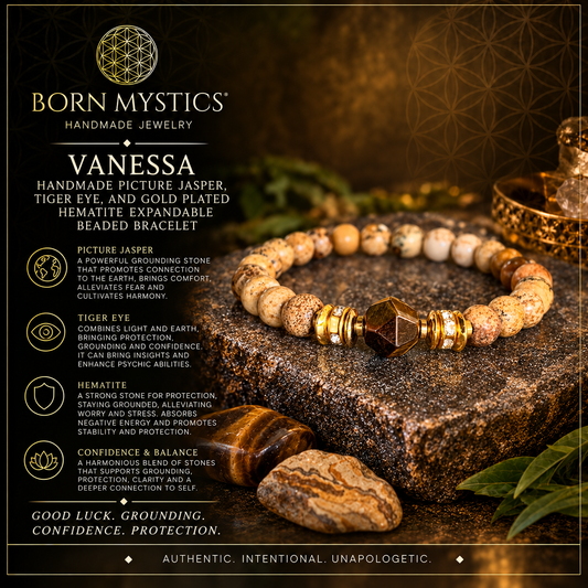 Vanessa | Picture Jasper & Tiger Eye Grounding Bracelet – Born Mystics