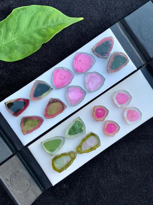 114 Carat 9 Pairs Watermelon Tourmaline Loose Crsytals