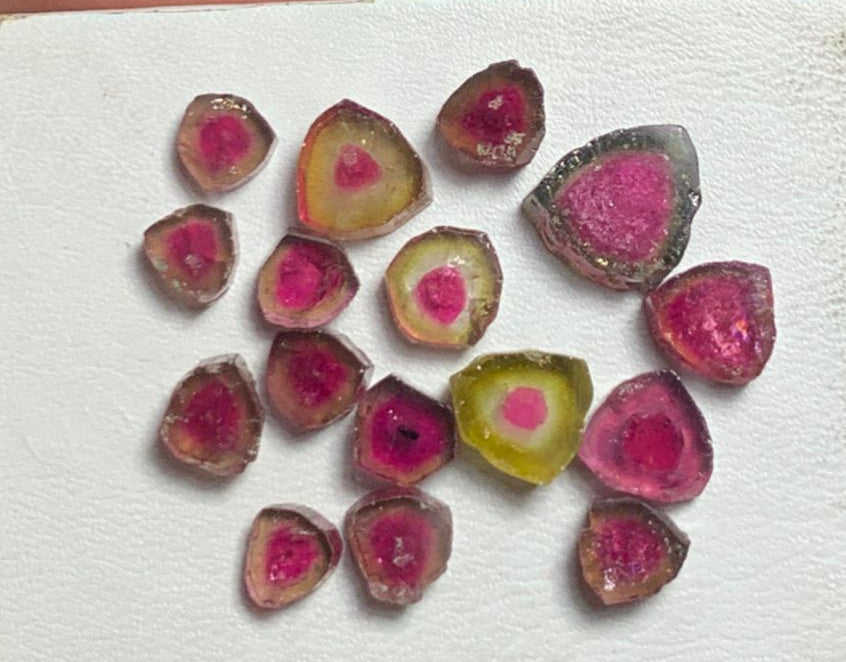 16 carats Natural Watermelon Tourmaline Slices Crystal Lot