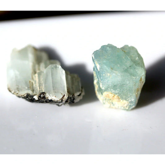 2 Pieces Thumbnail Aquamarine Crystal Mineral Specimens from Afghanistan